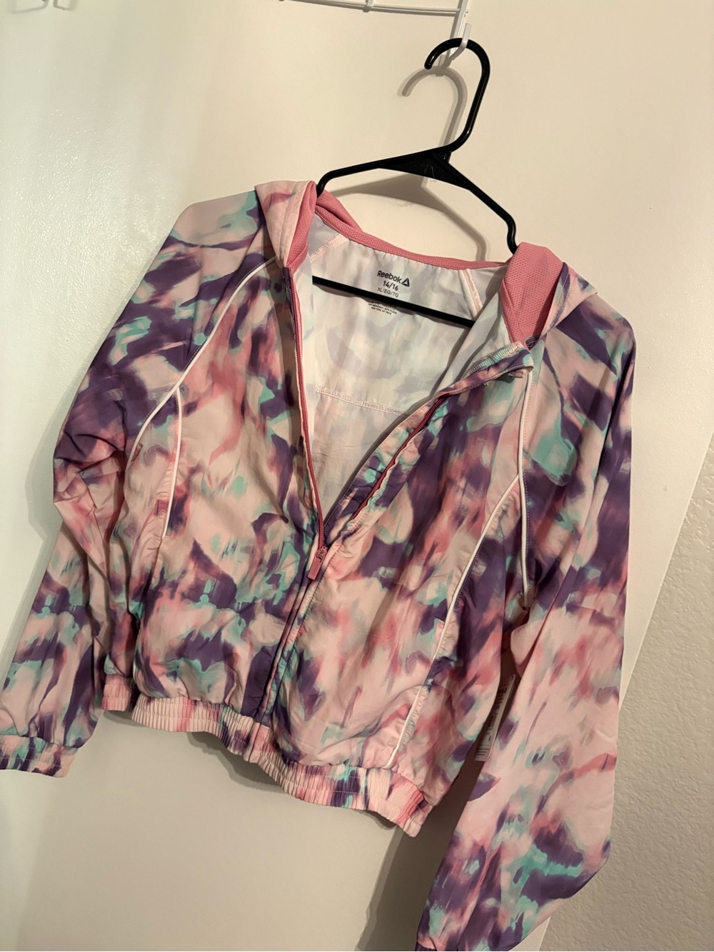 NWT Reebok Pink & Purple Tie-Dye Windbreaker Jacket